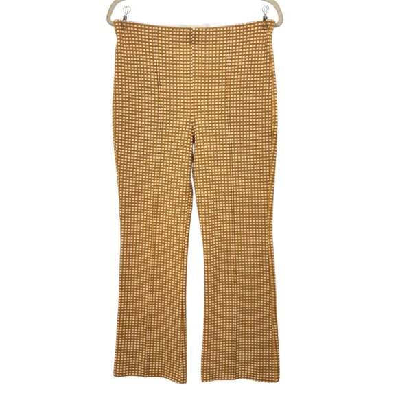 Anthropologie Maeve Womens Small Pants Mollie Gingham Checker Yellow Ankle Flare - Picture 1 of 9